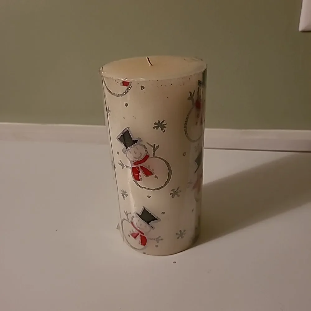 Snowman Pillar Candle